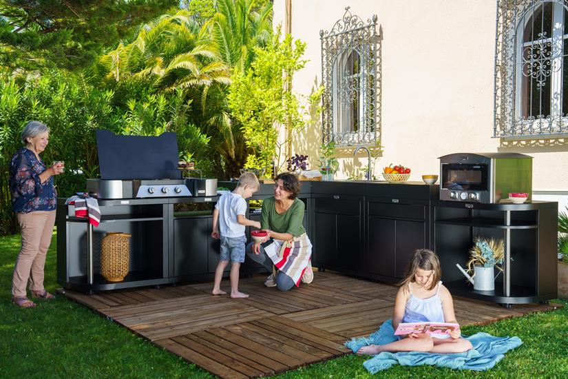 Meuble CUISSON ARRONDI DROITE Noir