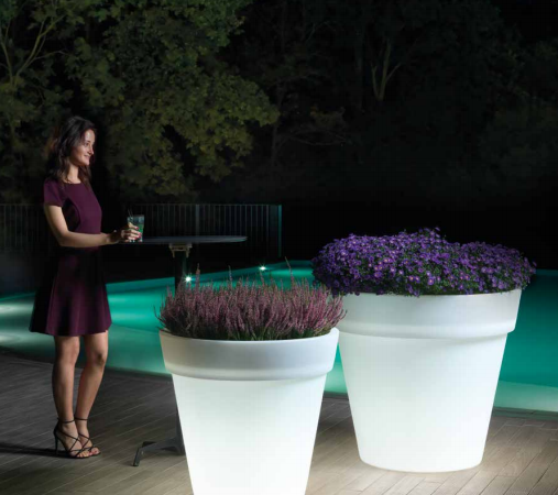 Cache-Pot Easy Ø 80 Cm Batterie Induction Rgbw Led Lumineux