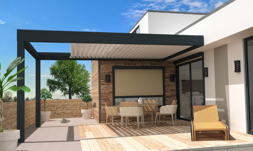 Pergola À Lames Accordéon Rétractables