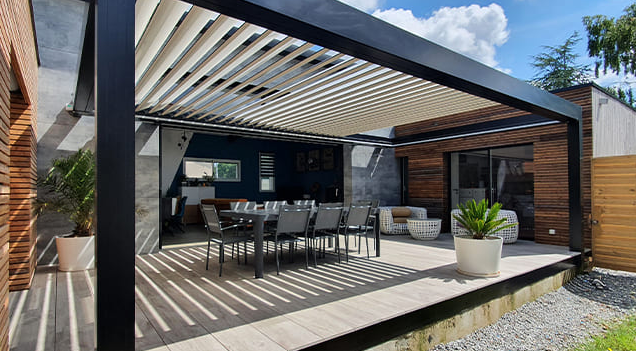 Pergola Bioclimatique Rétractable Largeur 1550 Avancee 2000