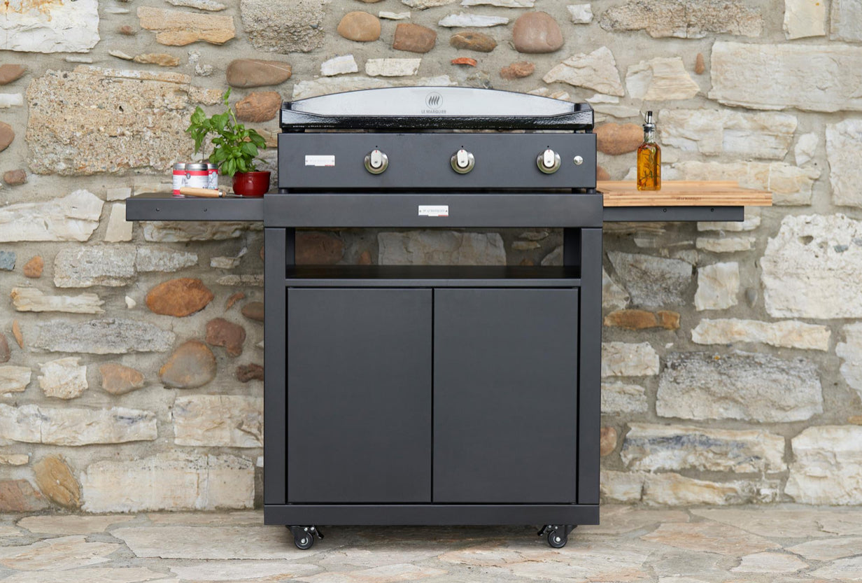 Desserte Meuble 80 avec Tablettes Latérales et rétractables Acier Noir