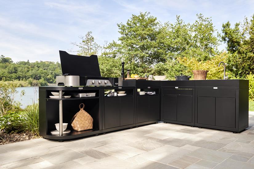 Meuble CUISSON ARRONDI GAUCHE Noir
