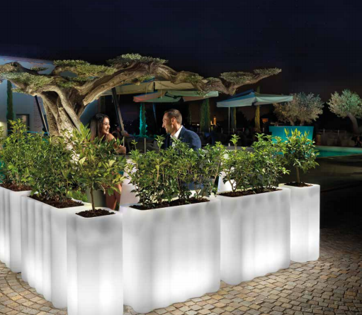 Jardinière Haute Nebula 90 Cm Base Inox Led Lumineuse